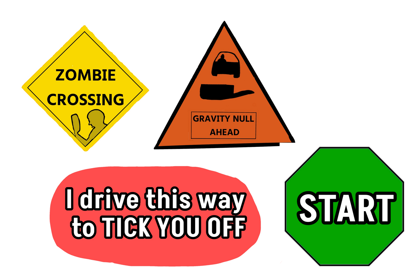 TRAFFIC SIGNS set of FOUR (4) decal sticker laptop funny